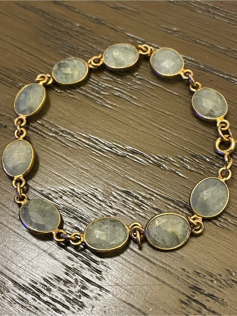 Gold Plated 925 silver gold Link Aqua Chalcedony Bracelet